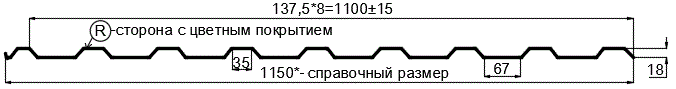 Фото: Профнастил МП20 х 1100 - R RETAIL (ПЭ-01-3005-СТ) в Воскресенске