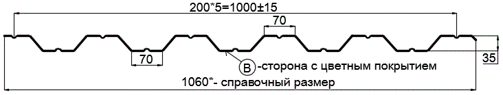 Фото: Профнастил НС35 х 1000 - B (PURETAN-20-RR32-0.5) в Воскресенске